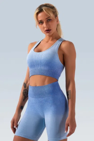 Truedames Ombre Seamless Two Piece Set In Blue