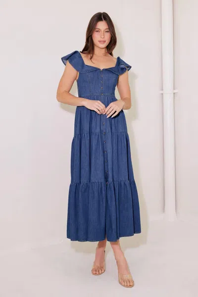 Truedames Once Upon A Time Denim Blue Midi Dress