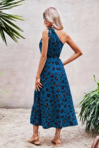 Truedames One Shoulder Sleeveless Maxi Dress In Blue