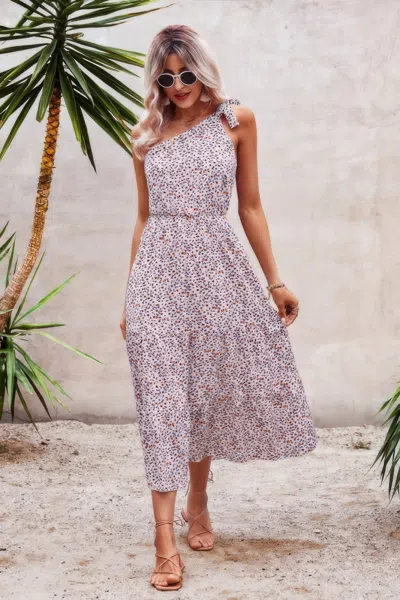 Truedames One Shoulder Sleeveless Maxi Dress In White