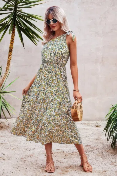 Truedames One Shoulder Sleeveless Maxi Dress In Multi