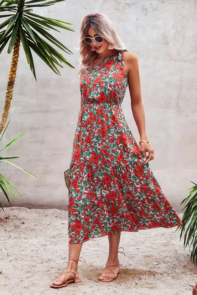 Truedames One Shoulder Sleeveless Maxi Dress In Multi
