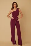 Truedames One Shoulder Strap Draped Layer W Rhinestone Sets In Burgundy