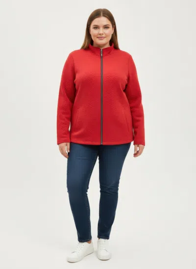 Truedames Onque Casual Plus Size Textured Jacket In Red