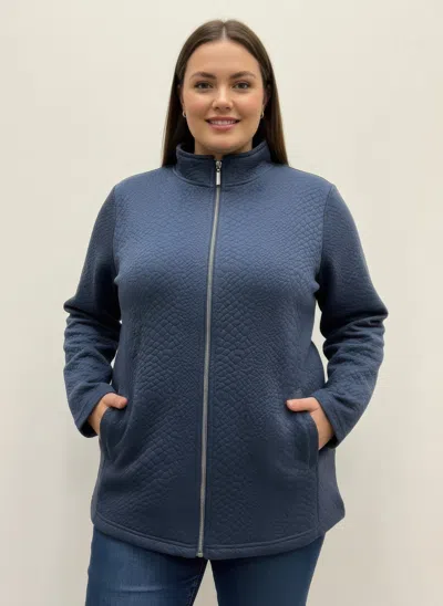 Truedames Onque Casual Plus Size Textured Jacket In Blue