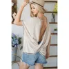 Truedames Open Back Wide Sleeve Shorsleeve Top In Gray