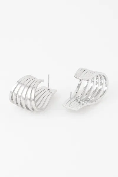 Truedames Open Cage Hoop Earrings In Silver