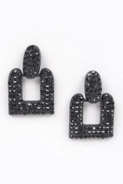 Truedames Open Cut Rhinestone Earring In Black