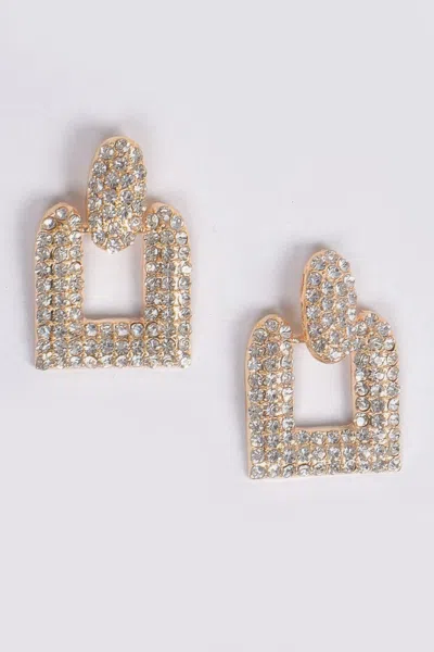Truedames Open Cut Rhinestone Earring In Gold
