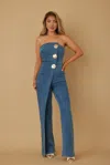 Truedames Open Flap Layer Strapless Jumpsuit In Blue