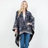 Truedames Open Front Elephant Pattern Print Shawl Wrap Poncho With Loop In Blue