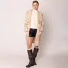 Truedames Open Front Geometric Aztec Pattern Long Cardigan In Brown