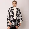 Truedames Open Front Houndstooth Knit Pattern Cardigan In Black