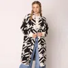 Truedames Open Front Houndstooth Pattern Long Cardigan In Multi