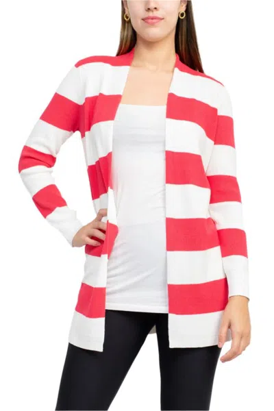 Truedames Open Front Long Sleeve Stripe Pattern Knit Jacket In Multi