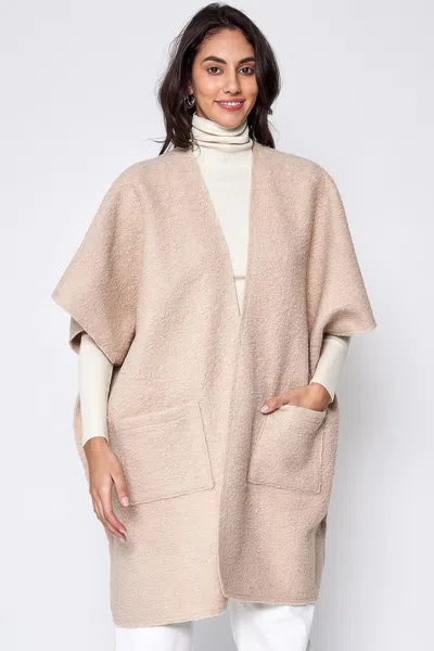Truedames Open Front Pocket Kimono In Beige