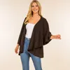 Truedames Open Front Solid Wrap Poncho In Brown