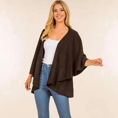 Truedames Open Front Solid Wrap Poncho In Brown