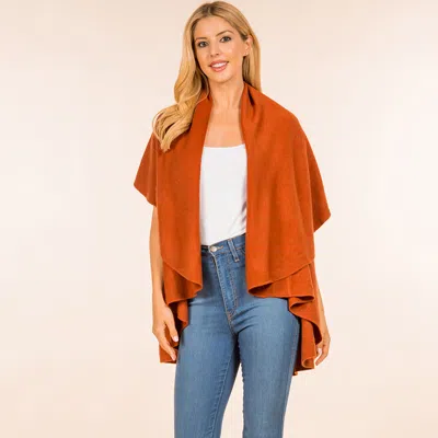 Truedames Open Front Solid Wrap Poncho In Brown