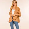 Truedames Open Front Solid Wrap Poncho In Brown