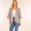 Truedames Open Front Solid Wrap Poncho In Gray