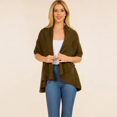 Truedames Open Front Solid Wrap Poncho In Green