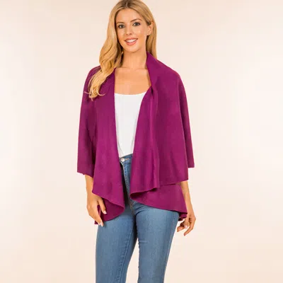 Truedames Open Front Solid Wrap Poncho In Purple