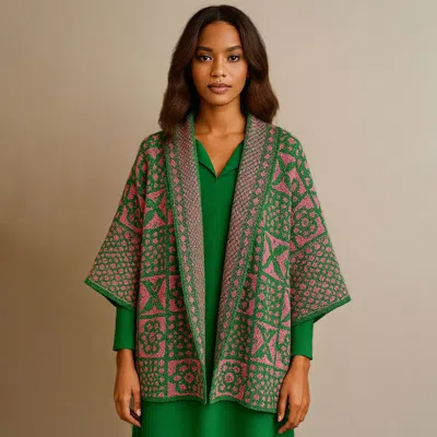 Truedames Open Front Tile Pattern Knit Wrap Cardigan In Multi