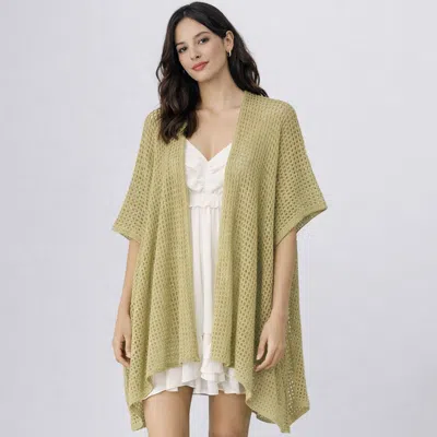 Truedames Open Knit Kimono Cardigan Cover Up In Green