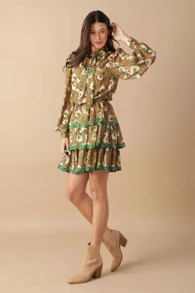 Truedames Open Path Woven Mini Dress In Gold