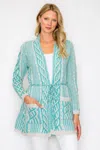 Truedames Open Wool Cardigan With Belt String & Front Pocket In Green