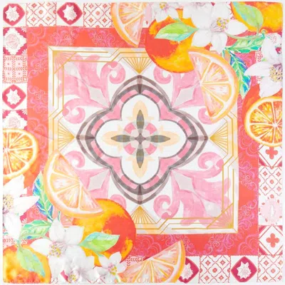 Truedames Orange Mosaic Print Square Bandana Scarf In Multi