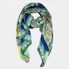 Truedames Ornamental Mandala Printed Oblong Silky Satin Scarf Shawl In Blue