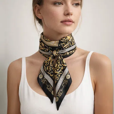 Truedames Ornate Baroque Pattern Print Square Bandana Scarf In Pink