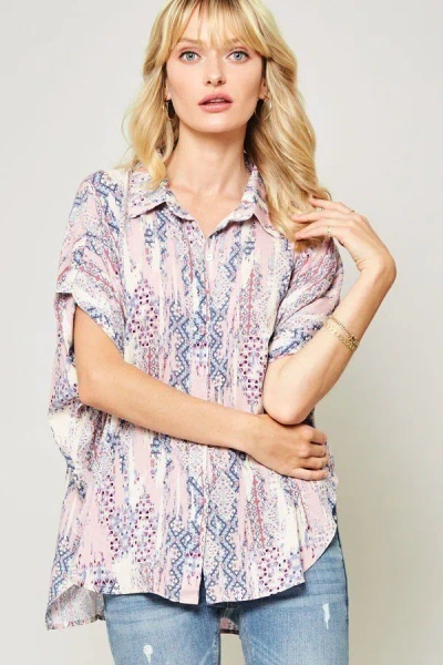 Truedames Ornately Patterned Woven Top In Gold