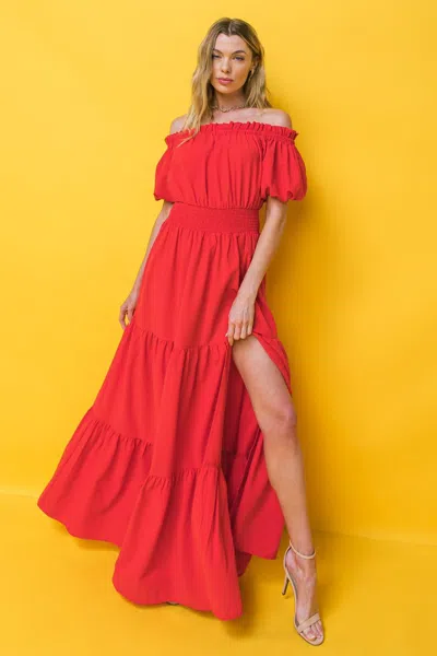 Truedames Out In The Country Woven Maxi Dress In Red