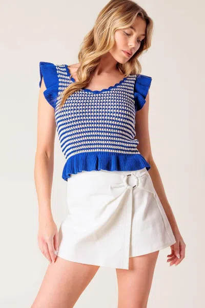Truedames Out West Blue Sweater Knit Top