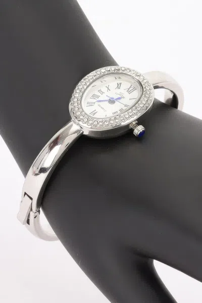 Truedames Oval Crystal-encrusted Cuff Watch In Silver