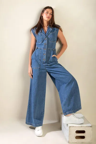 Truedames Over You Again Denim Jumpsuit In Blue