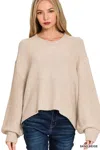 Truedames Oversized Baloon Sleeve Sweater In Neutral