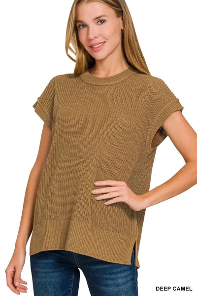 Truedames Oversized Crew Neck Sweater In Brown