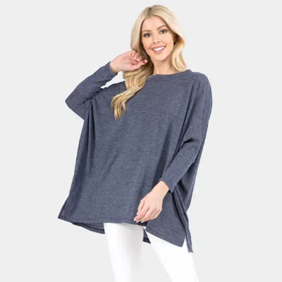 Truedames Oversized Dolman Sleeve Tunic Top In Blue