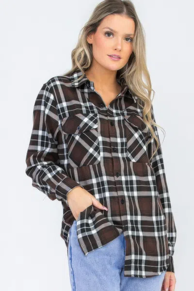 Truedames Oversized Plaid Flannel In Black