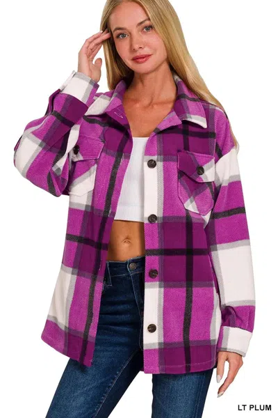 Truedames Oversized Plaid Fleece Shacket In Multi