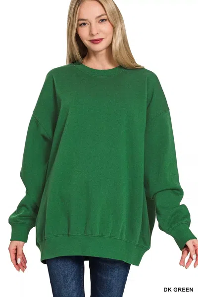 Truedames Oversized Round Neck Fleece Tunic Sweatshirt In Multi