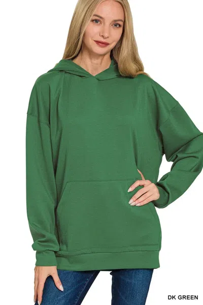 Truedames Oversized Scuba Hoodie With Kangaroo Pocket In Green