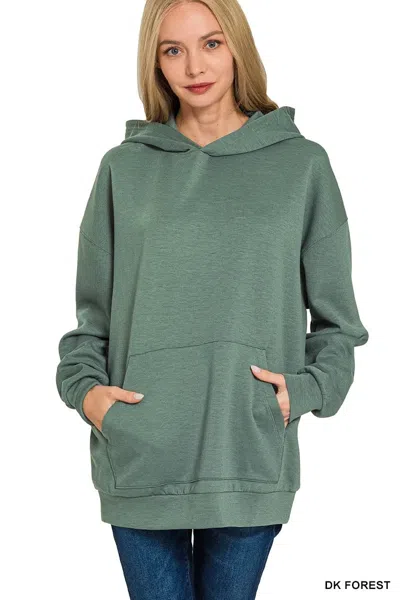 Truedames Oversized Scuba Hoodie With Kangaroo Pocket In Green