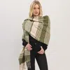 Truedames Oversized Super Soft Striped Fringe Scarf In Green
