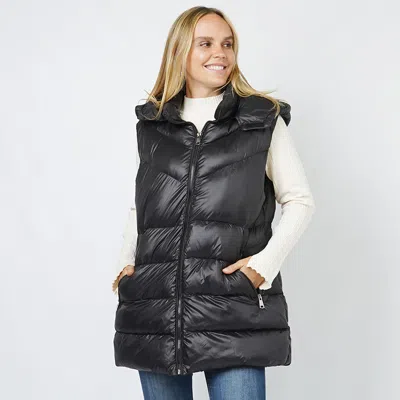 Truedames Padded Hoodie Vest In Black