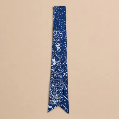 Truedames Paisley Bandana Print Skinny Twilly Scarf In Blue